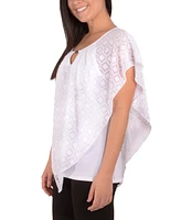 Ny Collection Petite Clip Dot Poncho Top