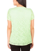 Ny Collection Petite Short Petal Sleeve Lace Top