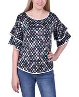 Ny Collection Petite Elbow Sleeve Double Sleeve Top