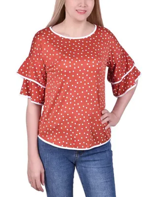 Ny Collection Petite Elbow Sleeve Double Top