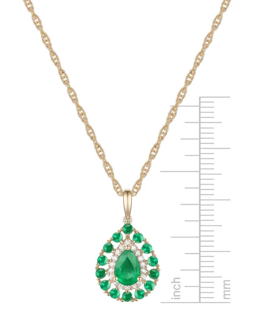 Sapphire (1-1/2 ct. t.w.) & Diamond (1/10 Teardrop 18" Pendant Necklace 14k Gold (Also Emerald and Ruby)