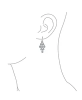 Bridal Statement Waterfall Multi Teardrop Marquise Big Dangle Chandelier Earrings For Women Prom Rhodium Plated Brass