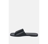 Tatami Black Leather Classic Slide Flats