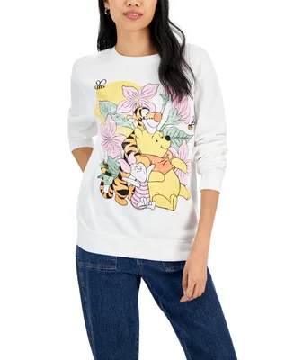 Disney Juniors' Winnie The Pooh Floral Graphic Print Sweatshirt