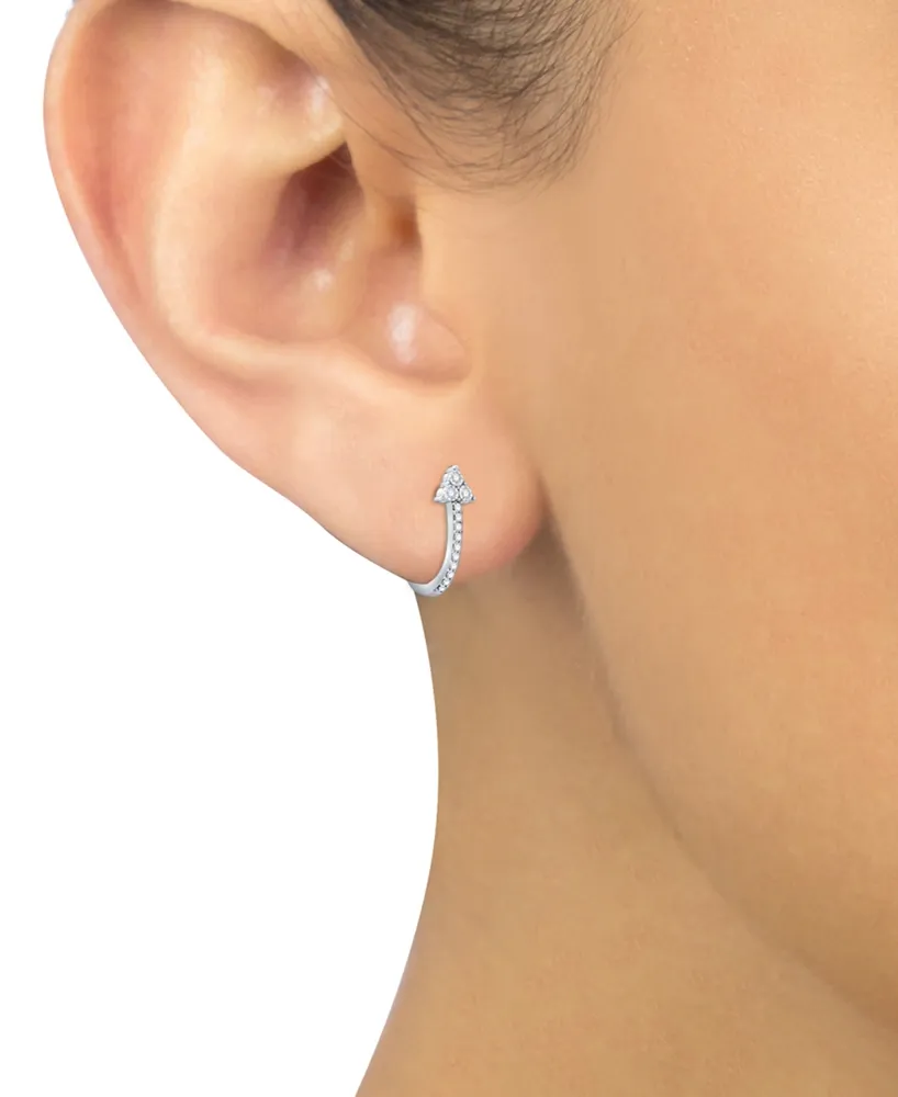 Diamond Triangle Cluster Oval Hoop Earrings (1/10 ct. t.w.) in 10k White Gold