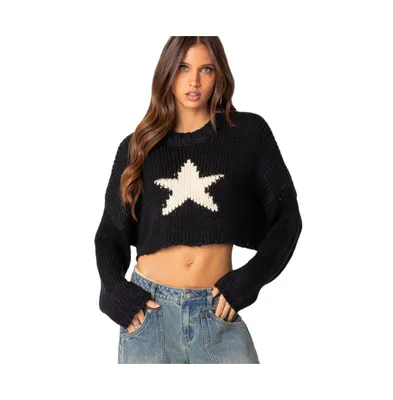 Women's Crop Sweater With Star