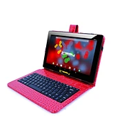 Linsay New 10.1" Tablet Octa Core 128GB Android 14 Exclusive Luxury Red Crocodile Keyboard case