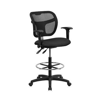 Mid-Back Mesh Adjustable Height Back Drafting Chair With Arms