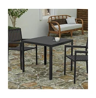 Tristan All-Weather Indoor/Outdoor Square Patio Dining Table For 4 With Steel Frame And Poly Resin Slatted Top