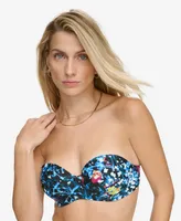 Calvin Klein Women's Printed Balconette Ruched Underwire Bikini Top