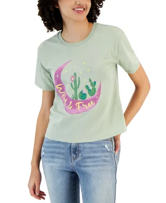 Rebellious One Juniors' Short-Sleeve Crewneck Cactus Graphic T-Shirt