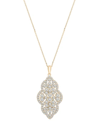 Wrapped in Love Diamond Filigree Cluster 18" Pendant Necklace (1-1/2 ct. t.w.) in 14k White Gold or 14k Yellow Gold, Created for Macy's