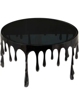 Rosemary Lane Aluminum Drip Coffee Table with Melting Designed Legs and Shaded Glass Top, 36" x 16"