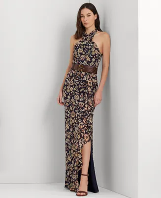 Lauren Ralph Lauren Women's Floral Halter Column Gown