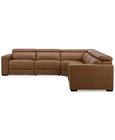Nevio 124" 5-Pc. Leather Sectional with 2 Power Recliners and Headrests, Created For Macy's