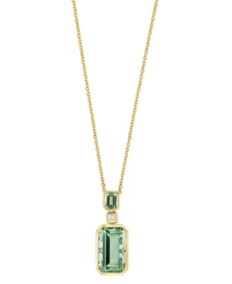 Effy Green Quartz (6 ct. t.w.) & Diamond Accent 18" Pendant Necklace in 14k Gold