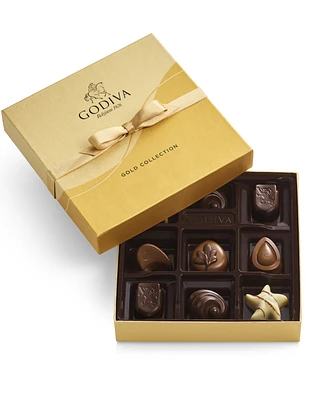 Godiva Ballotin Assorted Chocolate Gold-Tone Ribbon Gift Box, 9 Piece