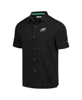 Men's Tommy Bahama Black Philadelphia Eagles Tidal Kickoff Camp Button-Up Shirt