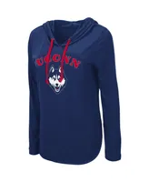 Women's Colosseum Navy UConn Huskies My Lover Lightweight Hooded Long Sleeve T-shirt