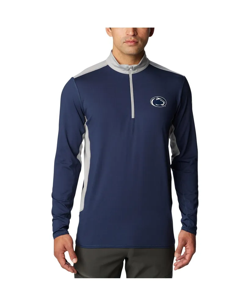 Men's Columbia Navy Penn State Nittany Lions Tech Trail Omni-Shade Quarter-Zip Top