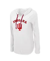 Women's Colosseum White Indiana Hoosiers My Lover Lightweight Hooded Long Sleeve T-shirt