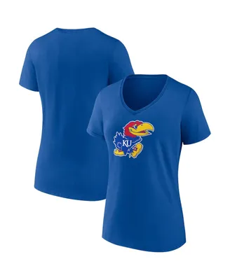 Women's Fanatics Royal Kansas Jayhawks Evergreen Logo V-Neck T-shirt