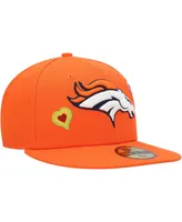 Men's New Era Orange Denver Broncos Chain Stitch Heart 59FIFTY Fitted Hat