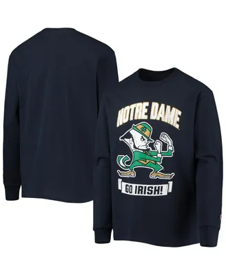 Big Boys Champion Navy Distressed Notre Dame Fighting Irish Strong Mascot Team T-shirt