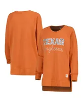 Women's Pressbox Texas Orange Texas Longhorns Steamboat Animal Print Raglan Pullover Sweatshirt