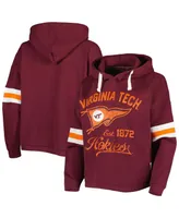 Women's Pressbox Maroon Distressed Virginia Tech Hokies Super Pennant Pullover Hoodie