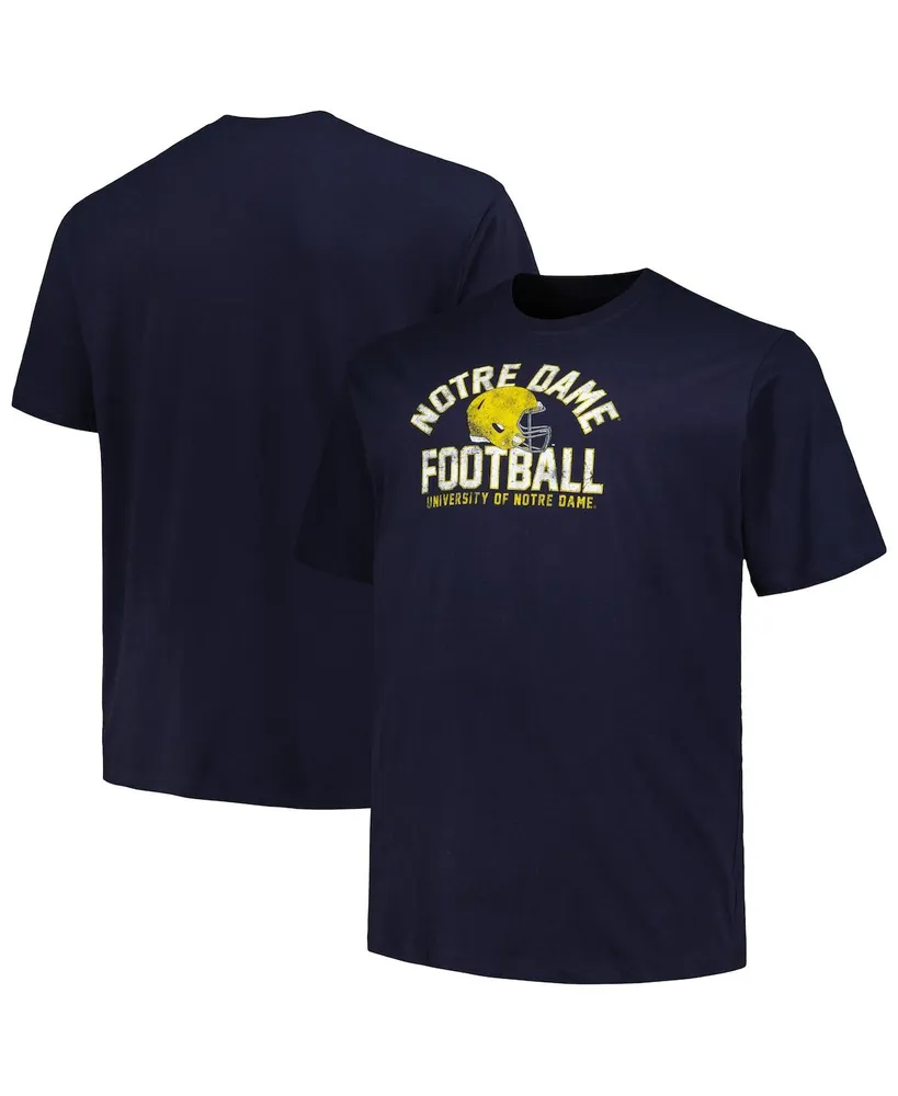 Men's Champion Navy Distressed Notre Dame Fighting Irish Big and Tall Football Helmet T-shirt