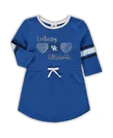 Girls Toddler Colosseum Heathered Royal Distressed Kentucky Wildcats Poppin Sleeve Stripe Dress