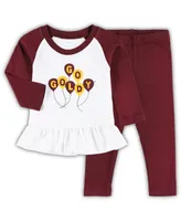 Girls Infant Wes & Willy Maroon, White Minnesota Golden Gophers Balloon Raglan 3/4-Sleeve T-shirt and Leggings Set