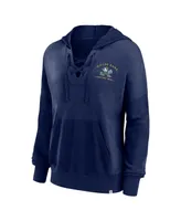 Women's Fanatics Heather Navy Notre Dame Fighting Irish Campus Lace-Up Pullover Hoodie