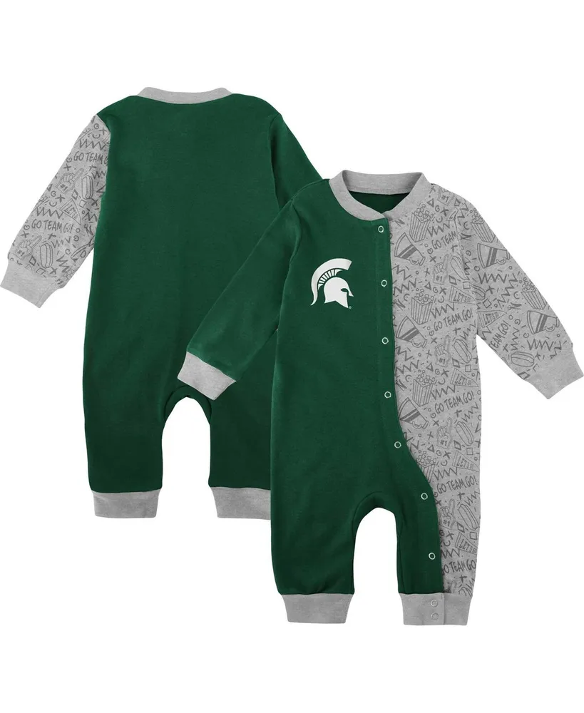 Newborn and Infant Boys and Girls Green Michigan State Spartans Playbook Two-Tone Full-Snap Jumper