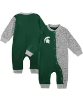 Newborn and Infant Boys Girls Green Michigan State Spartans Playbook Two-Tone Full-Snap Jumper