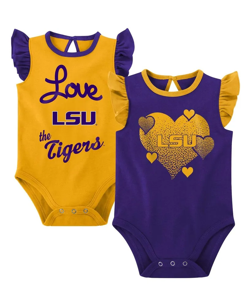 Girls Newborn and Infant Purple, Gold Lsu Tigers Spread the Love 2-Pack Bodysuit Set