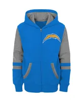 Big Boys Powder Blue Los Angeles Chargers Colorblock Full-Zip Hoodie