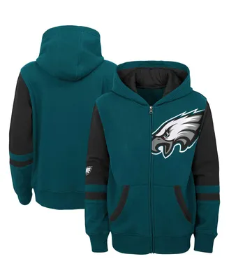 Big Boys Green Philadelphia Eagles Colorblock Full-Zip Hoodie