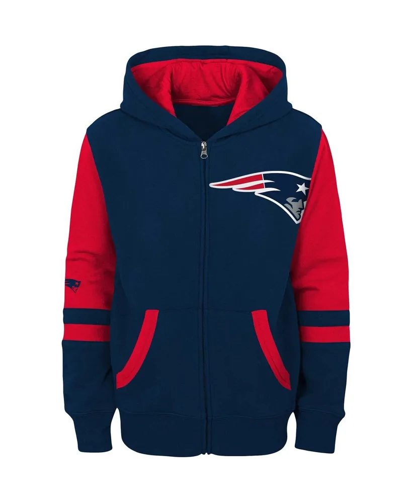 Big Boys Navy New England Patriots Colorblock Full-Zip Hoodie