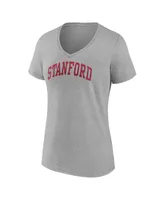 Women's Fanatics Heather Gray Stanford Cardinal Basic Arch V-Neck T-shirt