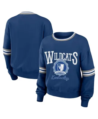 Women's Wear by Erin Andrews Royal Distressed Kentucky Wildcats Vintage-Like Pullover Sweatshirt