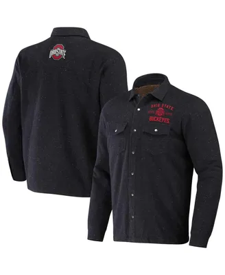 Men's Darius Rucker Collection by Fanatics Heather Charcoal Ohio State Buckeyes Sherpa-Lined Full-Snap Shacket