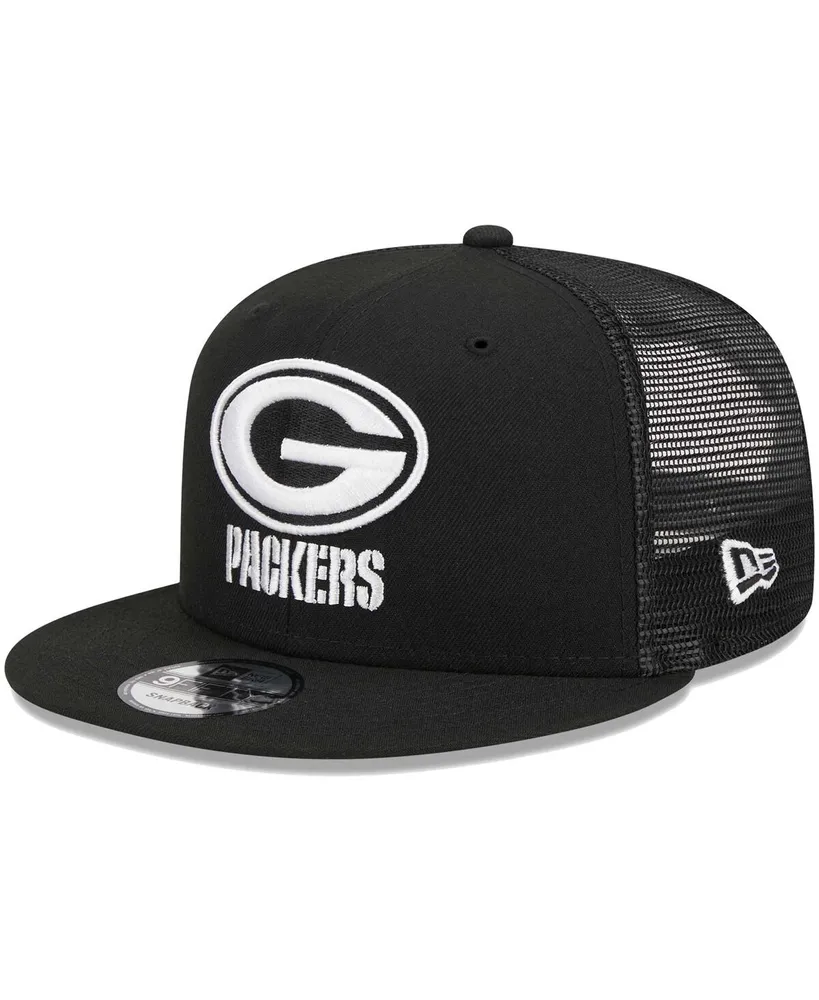 Men's New Era Black Green Bay Packers Main Trucker 9FIFTY Snapback Hat