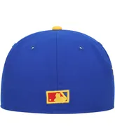 Men's New Era Royal, Yellow Distressed Florida Marlins Cooperstown Collection Empire 59FIFTY Fitted Hat