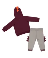Infant Boys and Girls Colosseum Maroon, Gray Virginia Tech Hokies Dino Pullover Hoodie and Pants Set