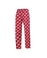 Women's Concepts Sport White, Red Wisconsin Badgers Long Sleeve V-Neck T-shirt and Gauge Pants Sleep Set