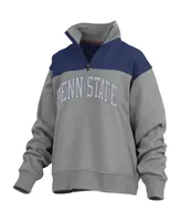 Women's Pressbox Gray Penn State Nittany Lions Avon Fleece Quarter-Zip Jacket