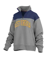 Women's Pressbox Gray West Virginia Mountaineers Avon Fleece Quarter-Zip Jacket