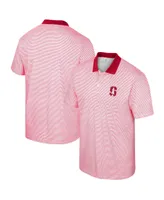 Men's Colosseum Red Stanford Cardinal Print Stripe Polo Shirt